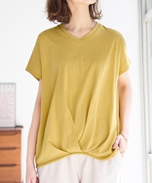 綿１００％ゆったり裾タックＴシャツ