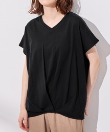 綿100%ゆったり裾タックTシャツ