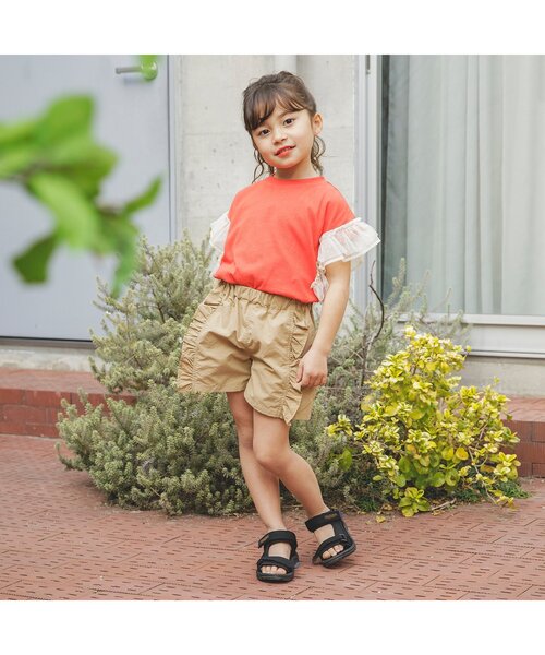 BREEZE（ブリーズ）の「水陸両用フリルショートパンツ_撥水加工（その他パンツ・キッズ・ピンク/ベージュ/ブルー・120/90/100/140/80/130/110）」の4枚目の写真