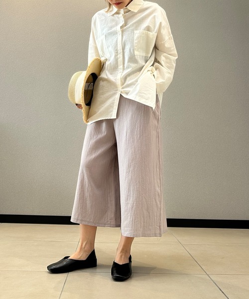 aimoha(アイモハ)の「シックスタイル リネン風ワイドパンツ(その他パンツ・レディース・ネイビー/イエロー/グリーン/ホワイト/ブラック/グレー・FREE)」の4枚目の写真