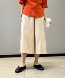 シックスタイル リネン風ワイドパンツ