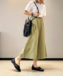 シックスタイル　リネン風ワイドパンツ