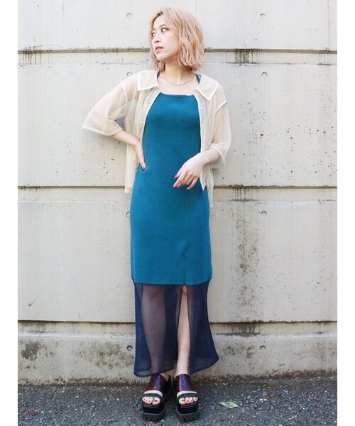 MURUA（ムルーア）の「シアーニットキャミワンピース（ワンピース・レディース・ブラック/ブルー・FREE）」の6枚目の写真