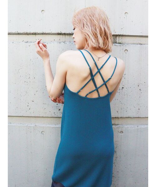 MURUA（ムルーア）の「シアーニットキャミワンピース（ワンピース・レディース・ブラック/ブルー・FREE）」の7枚目の写真