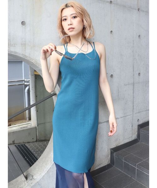 MURUA（ムルーア）の「シアーニットキャミワンピース（ワンピース・レディース・ブラック/ブルー・FREE）」の11枚目の写真