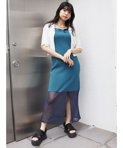 MURUA（ムルーア）の「シアーニットキャミワンピース（ワンピース・レディース・ブラック/ブルー・FREE）」の16枚目の写真