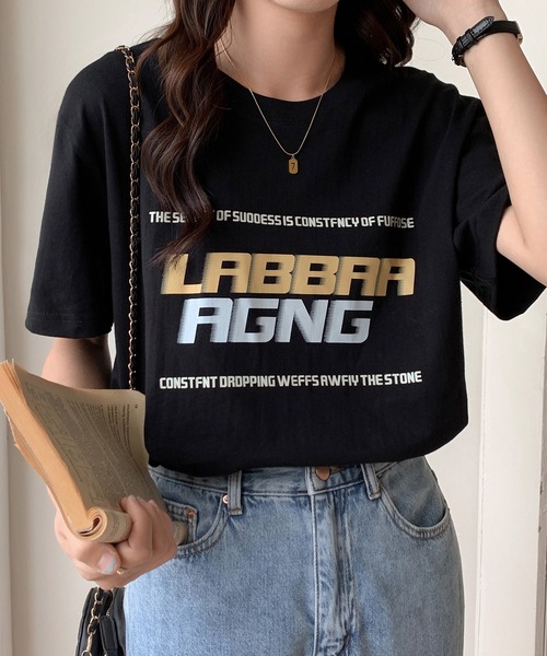 EPICKS（エピックス）の「ルーズシルエットかすれロゴ半袖Ｔ（Tシャツ/カットソー・レディース・ブラウン/ホワイト/ブラック・X-LARGE/MEDIUM/LARGE）」の3枚目の写真