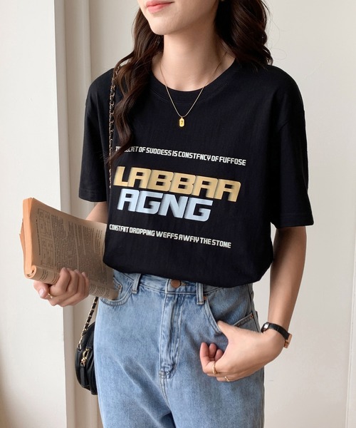 EPICKS（エピックス）の「ルーズシルエットかすれロゴ半袖Ｔ（Tシャツ/カットソー・レディース・ブラウン/ホワイト/ブラック・X-LARGE/MEDIUM/LARGE）」の4枚目の写真