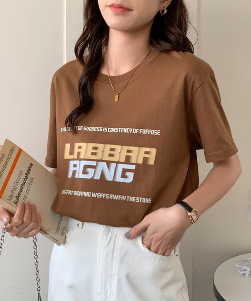 EPICKS（エピックス）の「ルーズシルエットかすれロゴ半袖Ｔ（Tシャツ/カットソー・レディース・ブラウン/ホワイト/ブラック・X-LARGE/MEDIUM/LARGE）」の6枚目の写真