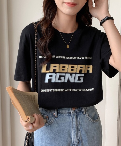 EPICKS（エピックス）の「ルーズシルエットかすれロゴ半袖Ｔ（Tシャツ/カットソー・レディース・ブラウン/ホワイト/ブラック・X-LARGE/MEDIUM/LARGE）」の9枚目の写真