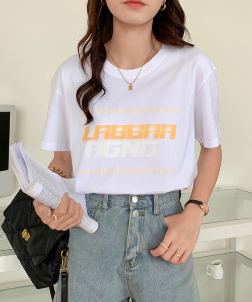 EPICKS（エピックス）の「ルーズシルエットかすれロゴ半袖Ｔ（Tシャツ/カットソー・レディース・ブラウン/ホワイト/ブラック・X-LARGE/MEDIUM/LARGE）」の8枚目の写真