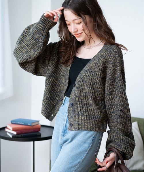 WEGO（ウィゴー）の「WEGO/Vネックカラーカーディガン（カーディガン/ボレロ・レディース・ネイビー/オレンジ/ブラック/グリーン/ワイン・FREE）」の20枚目の写真