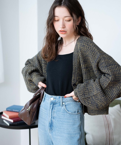 WEGO（ウィゴー）の「WEGO/Vネックカラーカーディガン（カーディガン/ボレロ・レディース・ネイビー/オレンジ/ブラック/グリーン/ワイン・FREE）」の22枚目の写真