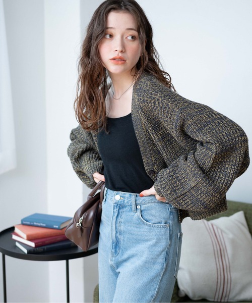 WEGO（ウィゴー）の「WEGO/Vネックカラーカーディガン（カーディガン/ボレロ・レディース・ネイビー/オレンジ/ブラック/グリーン/ワイン・FREE）」の19枚目の写真