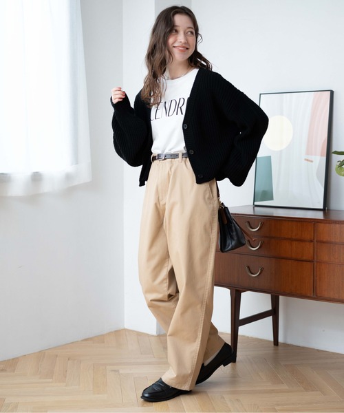 WEGO（ウィゴー）の「WEGO/Vネックカラーカーディガン（カーディガン/ボレロ・レディース・ネイビー/オレンジ/ブラック/グリーン/ワイン・FREE）」の14枚目の写真