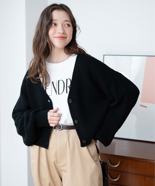 WEGO（ウィゴー）の「WEGO/Vネックカラーカーディガン（カーディガン/ボレロ・レディース・ネイビー/オレンジ/ブラック/グリーン/ワイン・FREE）」の11枚目の写真