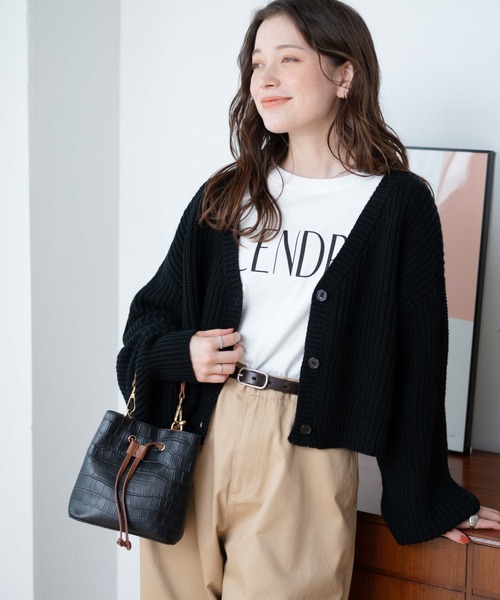 WEGO（ウィゴー）の「WEGO/Vネックカラーカーディガン（カーディガン/ボレロ・レディース・ネイビー/オレンジ/ブラック/グリーン/ワイン・FREE）」の13枚目の写真