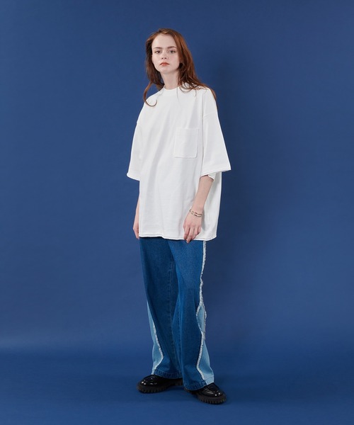 ONCILY(オンシェリー)の「DAMAGE CUT OFF T-SHIRT / カットオフダメージTシャツ(Tシャツ/カットソー・メンズ・ピンク系その他/ブルーグリーン/オフホワイト・MEDIUM/LARGE)」の8枚目の写真