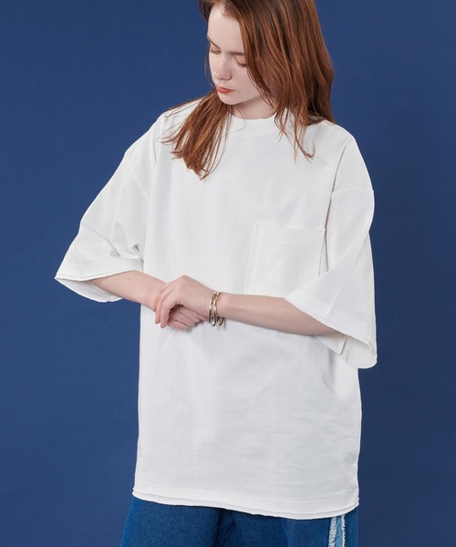 ONCILY(オンシェリー)の「DAMAGE CUT OFF T-SHIRT / カットオフダメージTシャツ(Tシャツ/カットソー・メンズ・ピンク系その他/ブルーグリーン/オフホワイト・MEDIUM/LARGE)」の5枚目の写真