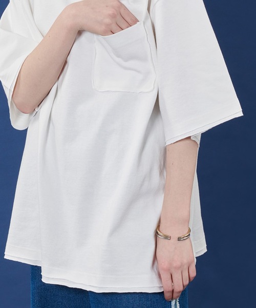 ONCILY(オンシェリー)の「DAMAGE CUT OFF T-SHIRT / カットオフダメージTシャツ(Tシャツ/カットソー・メンズ・ピンク系その他/ブルーグリーン/オフホワイト・MEDIUM/LARGE)」の4枚目の写真