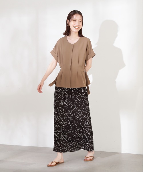 エヌナチュラルビューティーベーシック へ サイドベルトVネック半袖ブラウス N.（N. Natural Beauty Basic）（エヌエヌナチュラル