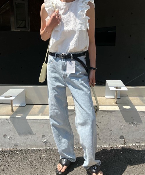 N.s(エヌドットエス)の「ふくれジャガードダブルフリルブラウス(シャツ/ブラウス・レディース・ホワイト/ブラック/ブルー/ブラック系その他/ホワイト系その他・FREE)」の6枚目の写真