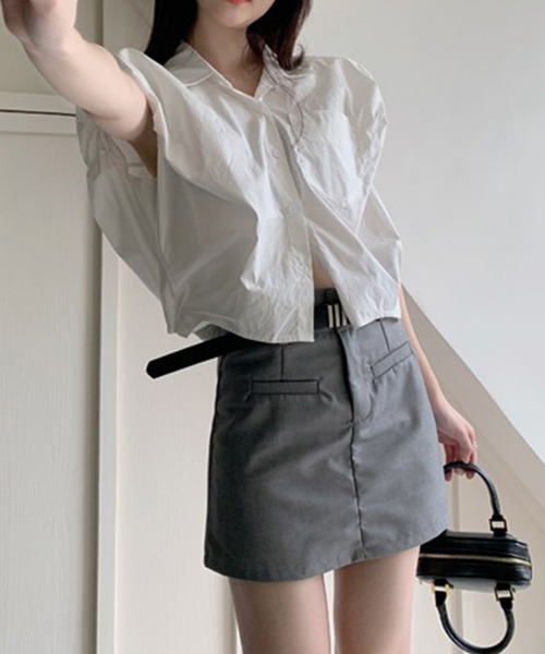 LYEON(リヨン)の「クロップドシャツ(シャツ/ブラウス・レディース・ブラック/カーキ/ホワイト・FREE)」の17枚目の写真