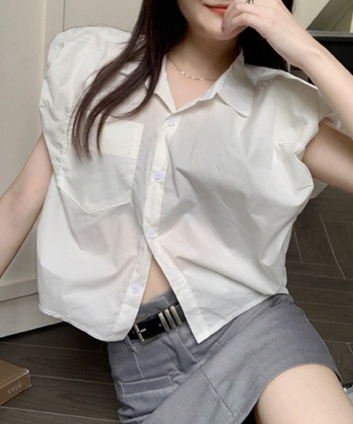 LYEON(リヨン)の「クロップドシャツ(シャツ/ブラウス・レディース・ブラック/カーキ/ホワイト・FREE)」の21枚目の写真