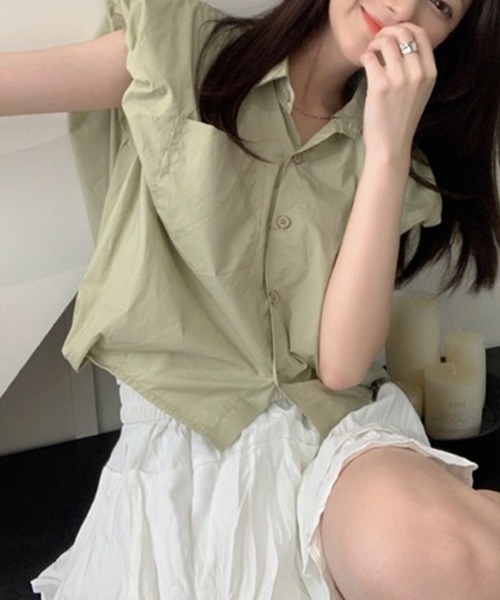 LYEON(リヨン)の「クロップドシャツ(シャツ/ブラウス・レディース・ブラック/カーキ/ホワイト・FREE)」の7枚目の写真