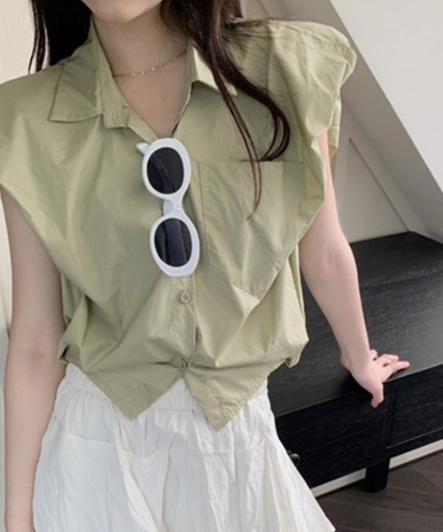 LYEON(リヨン)の「クロップドシャツ(シャツ/ブラウス・レディース・ブラック/カーキ/ホワイト・FREE)」の10枚目の写真