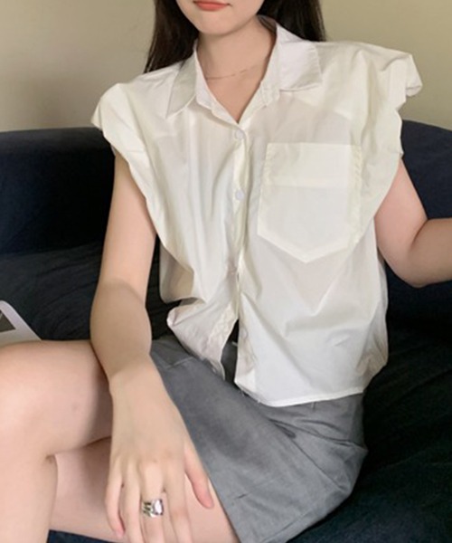 LYEON(リヨン)の「クロップドシャツ(シャツ/ブラウス・レディース・ブラック/カーキ/ホワイト・FREE)」の9枚目の写真