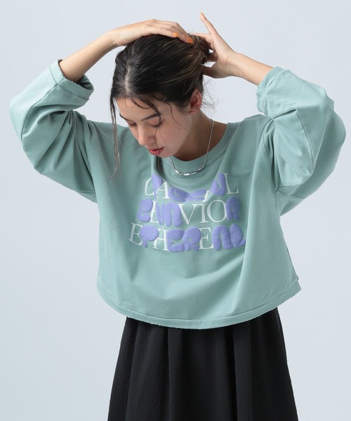 BAYFLOW（ベイフロー）の「ミニ裏毛クロップドプルオーバー（その他トップス・レディース・アイボリー/杢グレー/ライトグリーン・FREE）」の12枚目の写真