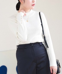 BEAMS HEART | 袖口ボタン ベーシック リブニット（ウォッシャブル）(ニット/セーター)