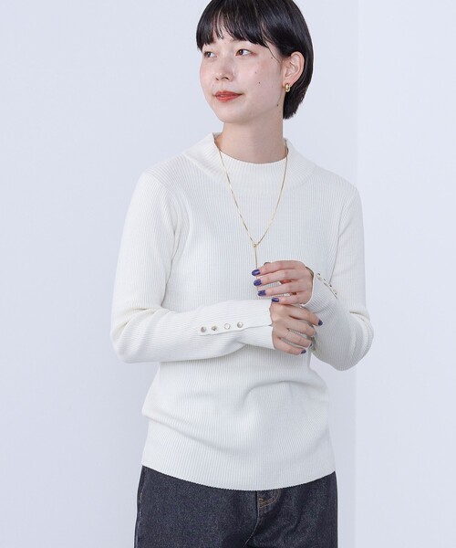 BEAMS HEART（ビームスハート）の「袖口ボタン ベーシック リブニット（ウォッシャブル）（ニット/セーター・レディース・マスタード/ブラウン/チャコールグレー/オフホワイト/ブラック・FREE）」の20枚目の写真