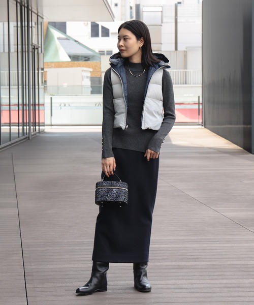 BEAMS HEART（ビームスハート）の「袖口ボタン ベーシック リブニット（ウォッシャブル）（ニット/セーター・レディース・マスタード/ブラウン/チャコールグレー/オフホワイト/ブラック・FREE）」の9枚目の写真