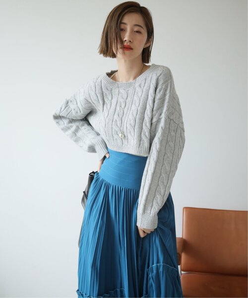 ReMIT（レミット）の「ケーブルクロップド丈ニット（ニット/セーター