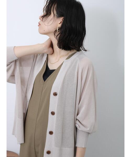 Samansa Mos2 blue（サマンサモスモスブルー）の「◎キーネックシアーカーディガン（カーディガン/ボレロ・レディース・オフホワイト/グレー/ブラック・F）」の3枚目の写真