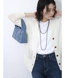 Samansa Mos2 blue | ◎キーネックシアーカーディガン(カーディガン/ボレロ)