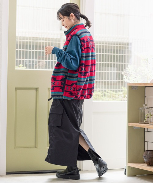 BAYFLOW（ベイフロー）の「Wポケットカーゴスカート（スカート・レディース・ブラック/カーキ/グレイッシュベージュ・SMALL/MEDIUM）」の9枚目の写真