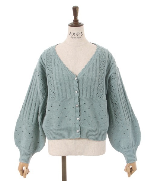 axes femme(アクシーズファム)の「透かし編みニットカーディガン(カーディガン/ボレロ・レディース・ピンク/ブルー/ミント/キナリ/モカ・FREE)」の17枚目の写真
