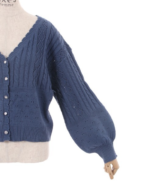 axes femme(アクシーズファム)の「透かし編みニットカーディガン(カーディガン/ボレロ・レディース・ピンク/ブルー/ミント/キナリ/モカ・FREE)」の8枚目の写真