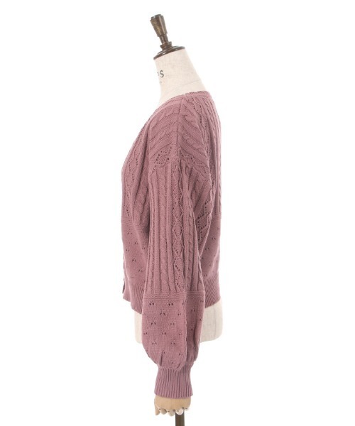 axes femme(アクシーズファム)の「透かし編みニットカーディガン(カーディガン/ボレロ・レディース・ピンク/ブルー/ミント/キナリ/モカ・FREE)」の10枚目の写真