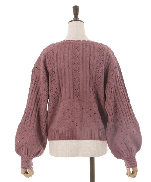 axes femme(アクシーズファム)の「透かし編みニットカーディガン(カーディガン/ボレロ・レディース・ピンク/ブルー/ミント/キナリ/モカ・FREE)」の11枚目の写真