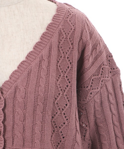 axes femme(アクシーズファム)の「透かし編みニットカーディガン(カーディガン/ボレロ・レディース・ピンク/ブルー/ミント/キナリ/モカ・FREE)」の14枚目の写真