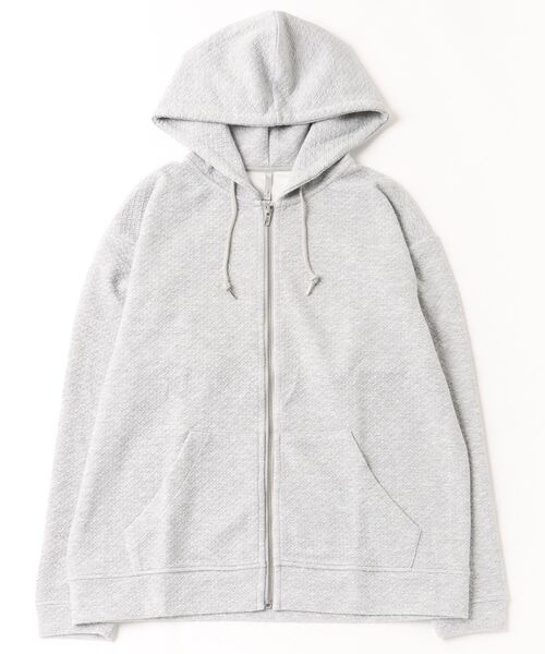 TRAP/U (トラップユー)の「ふくれジャガードジップパーカー(パーカー・メンズ・ブラック/ホワイト/杢グレー・L/M)」の2枚目の写真