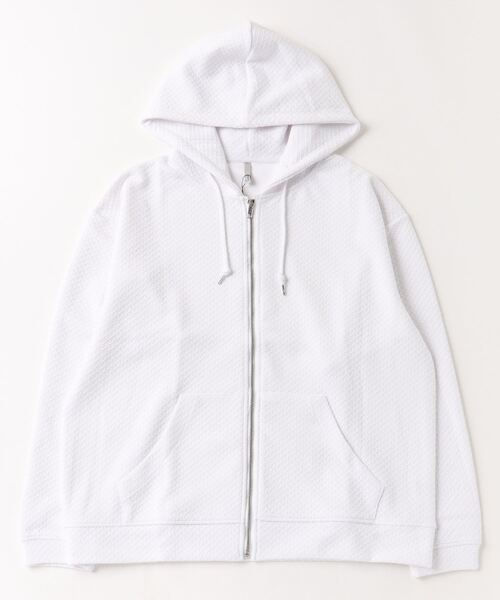 TRAP/U (トラップユー)の「ふくれジャガードジップパーカー(パーカー・メンズ・ブラック/ホワイト/杢グレー・L/M)」の1枚目の写真