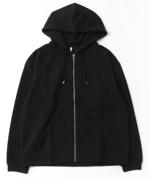 TRAP/U (トラップユー)の「ふくれジャガードジップパーカー(パーカー・メンズ・ブラック/ホワイト/杢グレー・L/M)」の3枚目の写真