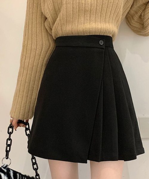 gossip!ロサンゼルス(ゴシップロサンゼルス)の「サイドプリーツ ミニ丈スカート(スカート・レディース・ブラウン/ブラック・L/S/M)」の6枚目の写真