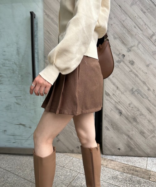 gossip!ロサンゼルス(ゴシップロサンゼルス)の「サイドプリーツ ミニ丈スカート(スカート・レディース・ブラウン/ブラック・L/S/M)」の16枚目の写真