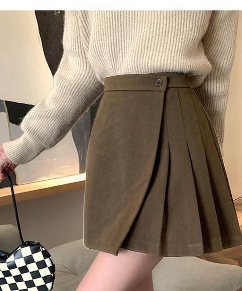 gossip!ロサンゼルス(ゴシップロサンゼルス)の「サイドプリーツ ミニ丈スカート(スカート・レディース・ブラウン/ブラック・L/S/M)」の17枚目の写真